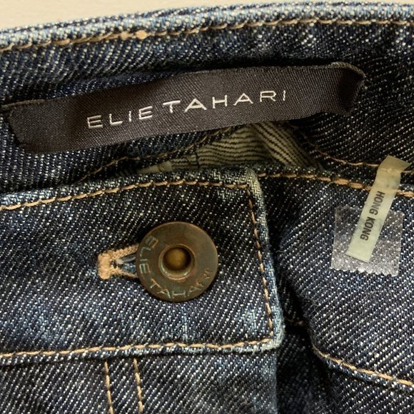 ELIE TAHARI WOMENS SIZE 2P STRAIGHT LEG DARK WASH BLUE JEANS WITH DROP WAIST - Picture 7 of 7